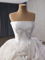 White Ball Gown Tulle Strapless Beading Wedding Dress