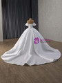 Vintage White Satin Strapless Pearls Wedding Dress