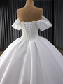 Vintage White Satin Strapless Pearls Wedding Dress