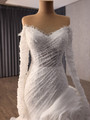 White Mermaid Long Sleeve Lace Off the Shoulder Wedding Dress