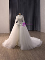 White Mermaid Lace Long Sleeve Wedding Dress With Detachable Train