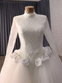 White Mermaid Lace Long Sleeve Wedding Dress With Detachable Train