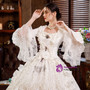 White Ball Gown Square Neck Victorian Vintage Dress