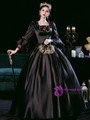 Black Satin Long Sleeve Bow Rococo Vintage Dress