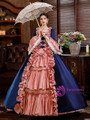 Navy Blue Satin Ruffles Bow Vintage Antonietta Dress