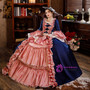 Navy Blue Satin Ruffles Bow Vintage Antonietta Dress