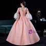 Pink White Bow Long Sleeve Baroque Victorian Dress