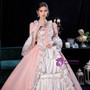 Pink White Bow Long Sleeve Baroque Victorian Dress