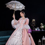 Pink White Bow Long Sleeve Baroque Victorian Dress