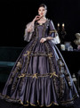 Gray Satin Square Bow Long Sleeve Victorian Dress