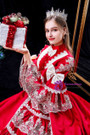 Burgundy Satin Lace Long Sleeve Baroque Victorian Dress