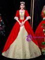 Burgundy Satin Lace Long Sleeve Vintage Victorian Dress