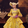 Yellow Tulle Sequins Short Sleeve Rococo Vintage Dress
