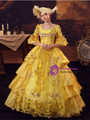 Yellow Tulle Sequins Short Sleeve Rococo Vintage Dress