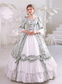 Green Square Short Sleeve Bow Rococo Vintage Dress