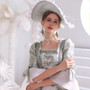 Green Square Short Sleeve Bow Rococo Vintage Dress
