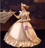 Champagne Satin Lace Long Sleeve Baroque Dress