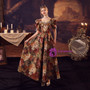 Rose Oil Painting Retro Palace Style Vintage Dress