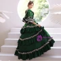 Green Bow Appliques Sequins Vintage aroque Dress