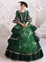 Green Bow Appliques Sequins Vintage aroque Dress