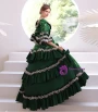 Green Bow Appliques Sequins Vintage aroque Dress