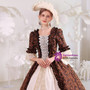 Brown Print Retro Short Sleeve Vintage Dress