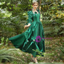 Green Satin Short Sleeve Bow Rococo Dress