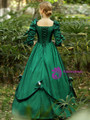 Green Satin Short Sleeve Bow Rococo Dress