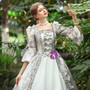 Sky Blue Print Short Sleeve Victorian Dress