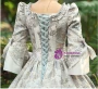 Sky Blue Print Short Sleeve Victorian Dress