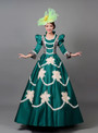 Dark Green Satin Long Sleeve Vintage Rococo Dress