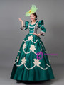 Dark Green Satin Long Sleeve Vintage Rococo Dress