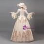 Champagne Tulle Satin Long Sleeve Vintage Dress