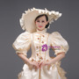 Champagne Satin Puff Sleeve Victorian Vintage Dress