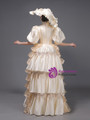 Champagne Satin Puff Sleeve Victorian Vintage Dress