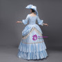 Blue Satin Short Sleeve Victorian Vintage Dress