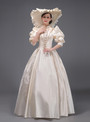 Champagne Satin Puff Sleeve Victorian Vintage Dress