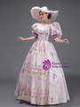 Champagne Satin Puff Sleeve Vintage Dress