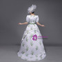 White Short Sleeve Print Victorian Vintage Dress