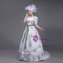White Short Sleeve Print Victorian Vintage Dress