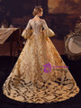 Champagne Print Short Sleeve Victorian Dress