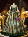 Green Long Sleeve Rococo Vintage Gown Dress