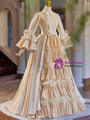 Champagne Short Sleeve Bow Rococo Vintage Gown Dress