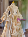Champagne Short Sleeve Bow Rococo Vintage Gown Dress
