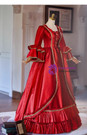 Red Long Sleeve Pleats Baroque Vintage Gown Dress