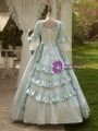 Blue Short Sleeve Pleats Vintage Gown Dress