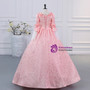 Pink Long Sleeve Pleats Rococo Vintage Dress