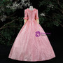 Pink Long Sleeve Rococo Print Vintage Dress