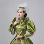 Green Satin Long Sleeve Rococo Baroque Vintage Dress