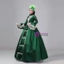Green Satin Long Sleeve Rococo Vintage Dress